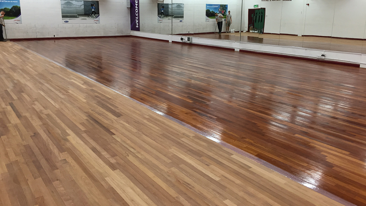 Wood Floor Restoration at Lynnsport Fitness Studio Wood Floor Restoration, Renue UK